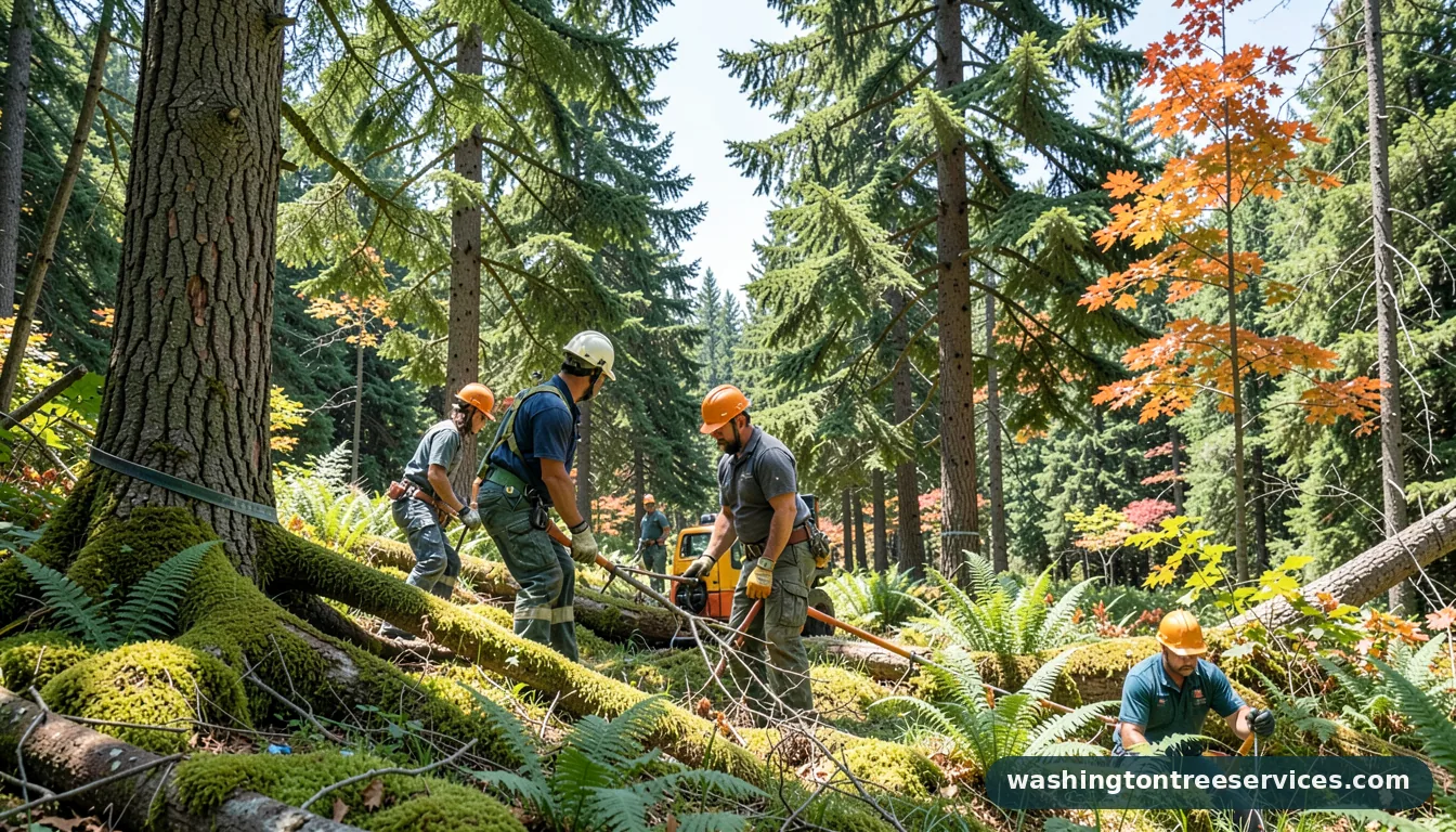 Certified arborists handling commercial tree service in Washington commercial tree service - certified arborists at work in Washington