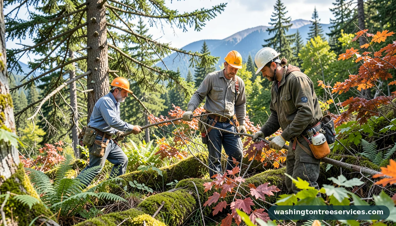 corrective pruning - tree service equipment and crew in Washington