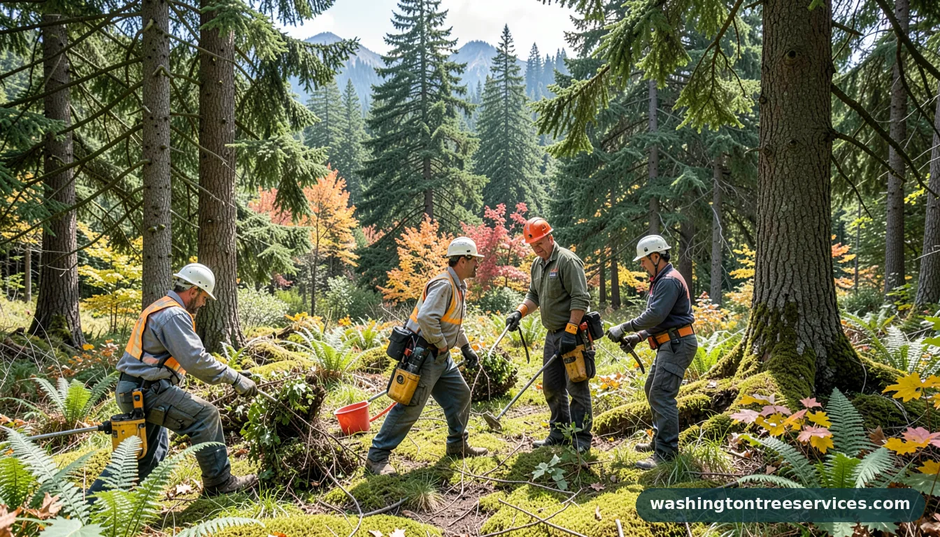 cost of hedge trimming - tree service equipment and crew in Washington