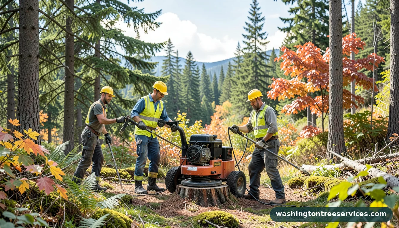 cost of stump grinder - tree service equipment and crew in Washington