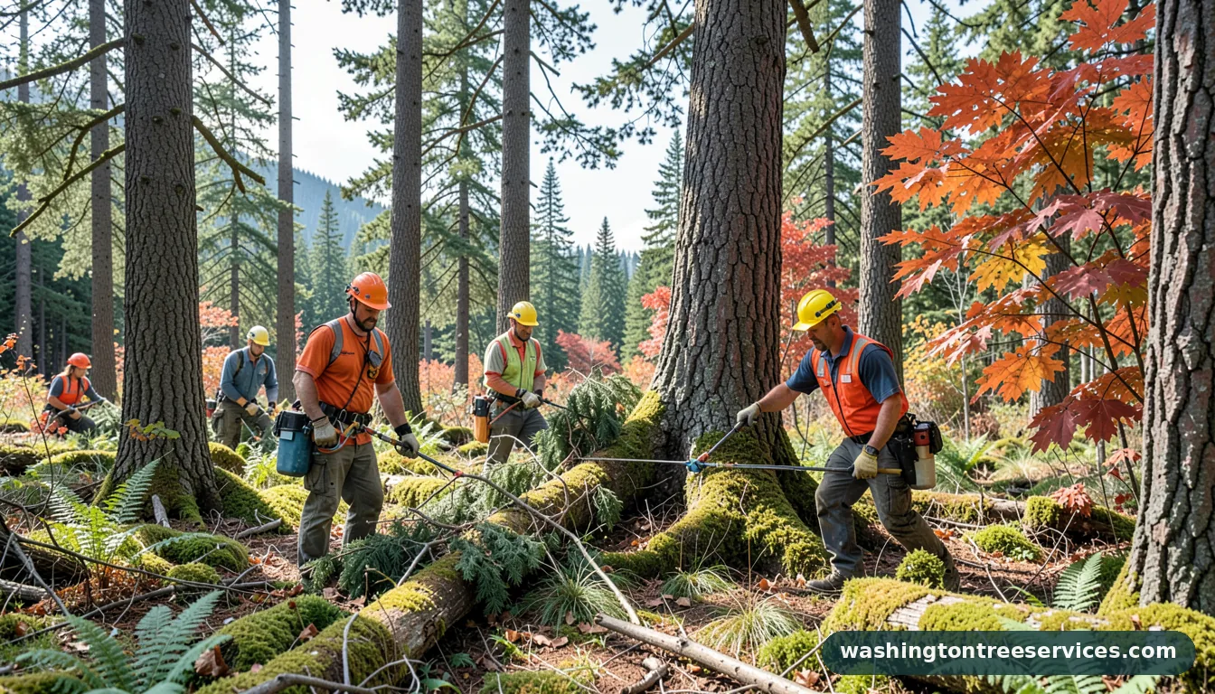 cost of tree trimming - tree service equipment and crew in Washington