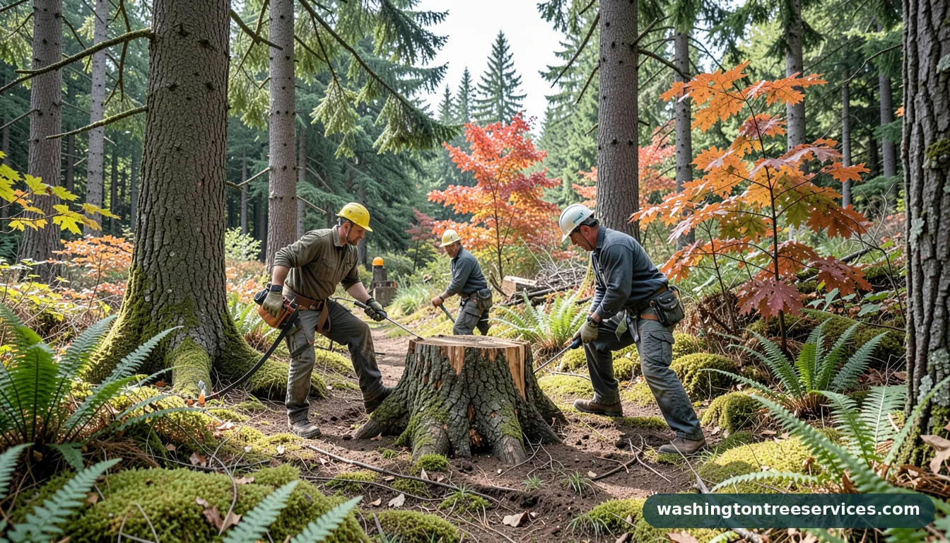 cost to get stump ground - tree service equipment and crew in Washington
