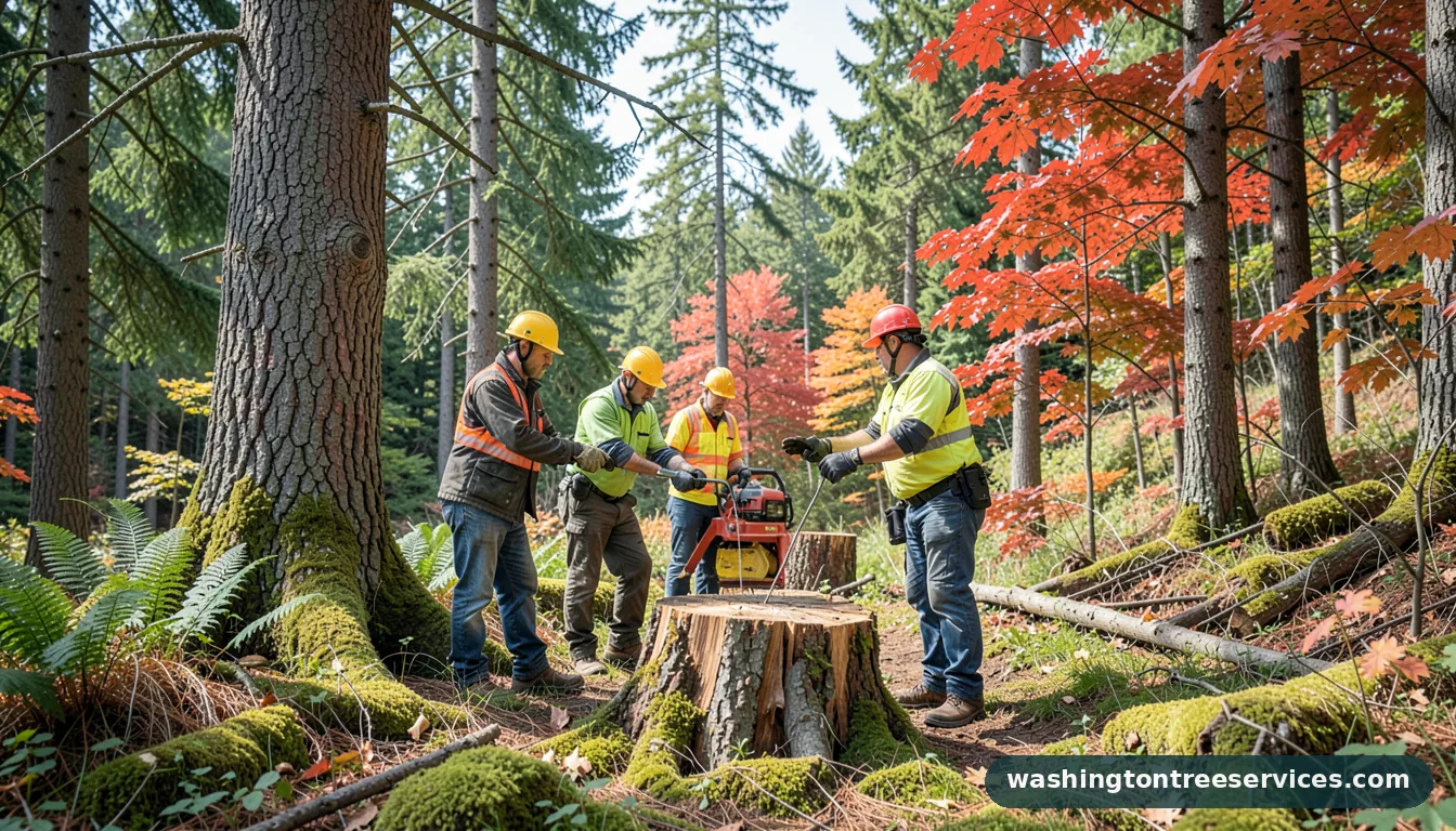 cost to get stump ground - completed tree work by Washington Tree Services