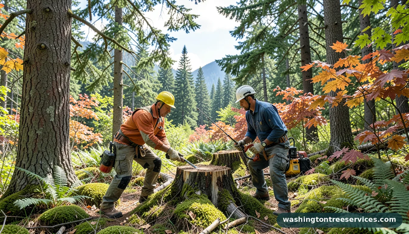 cost to grind stump - certified arborists at work in Washington
