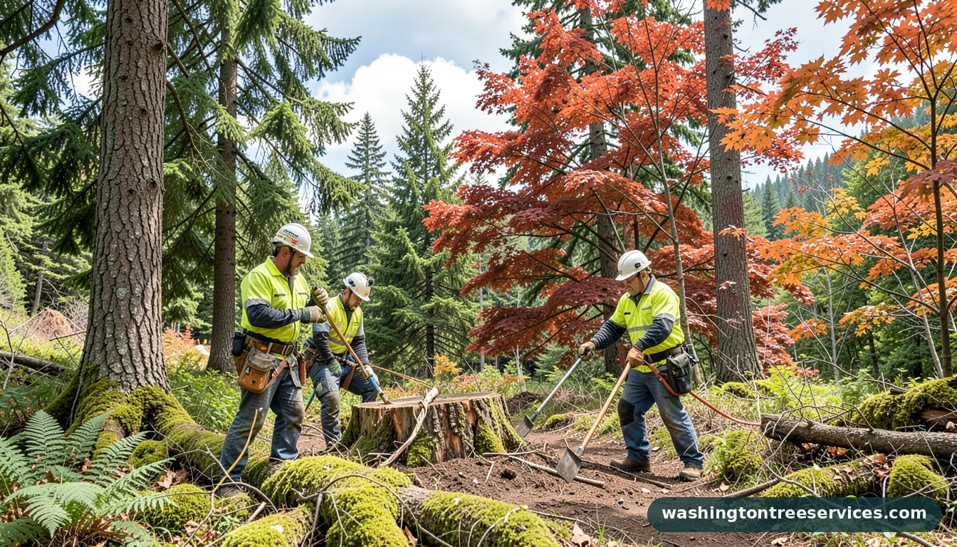cost to grind stump - tree service equipment and crew in Washington