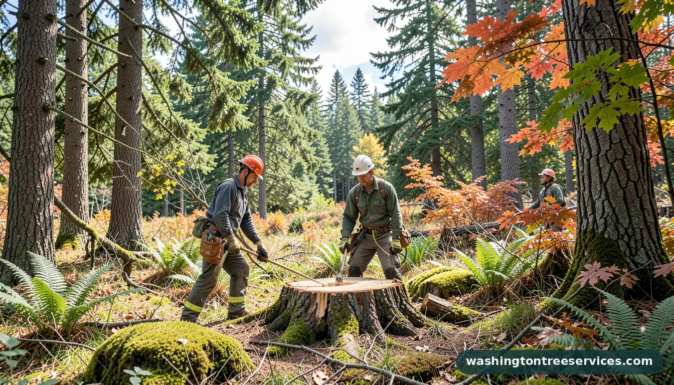 cost to grind stump - completed tree work by Washington Tree Services