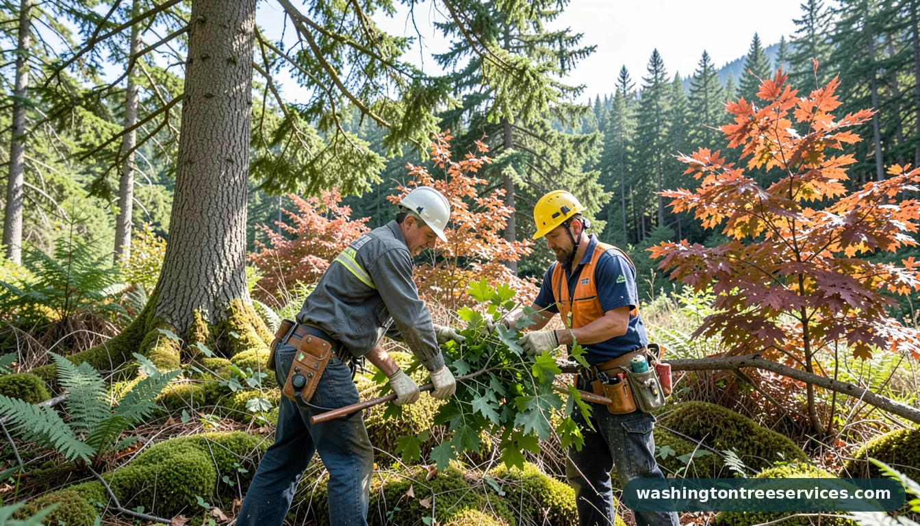 cost to have tree trimmed - tree service equipment and crew in Washington