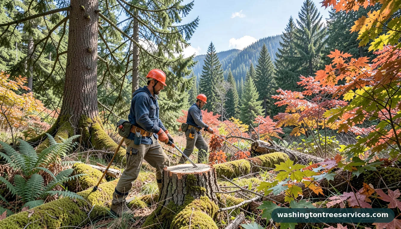 cost to stump grind - tree service equipment and crew in Washington
