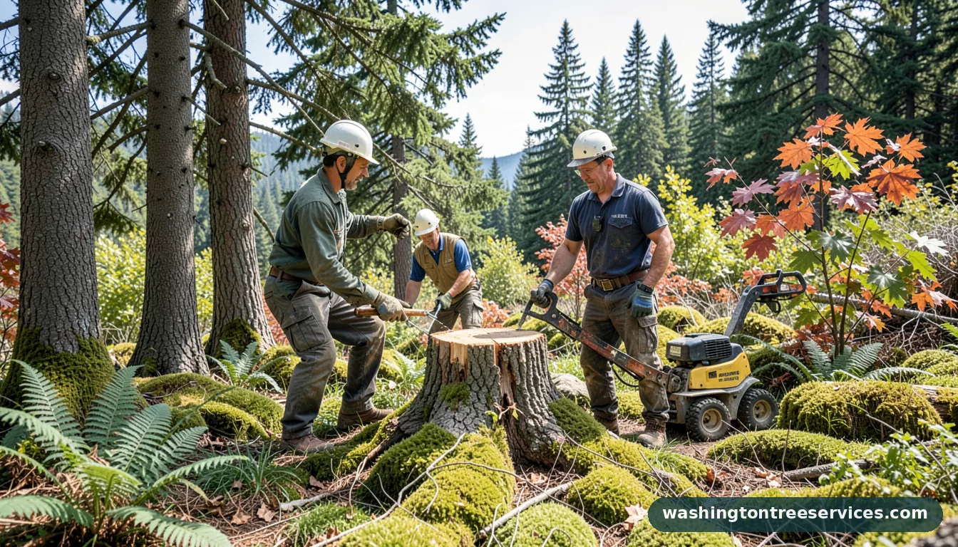 cost to stump grind - completed tree work by Washington Tree Services