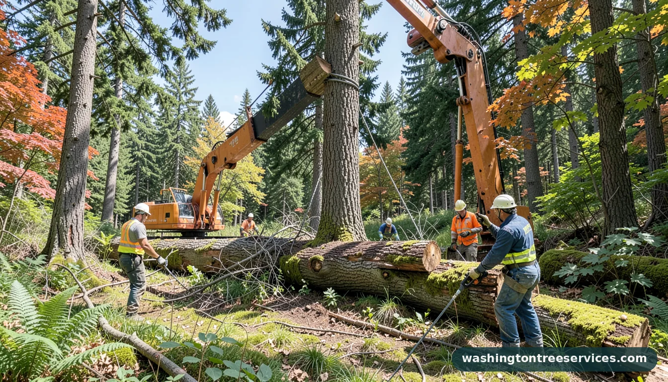 crane tree removal - certified arborists at work in Washington