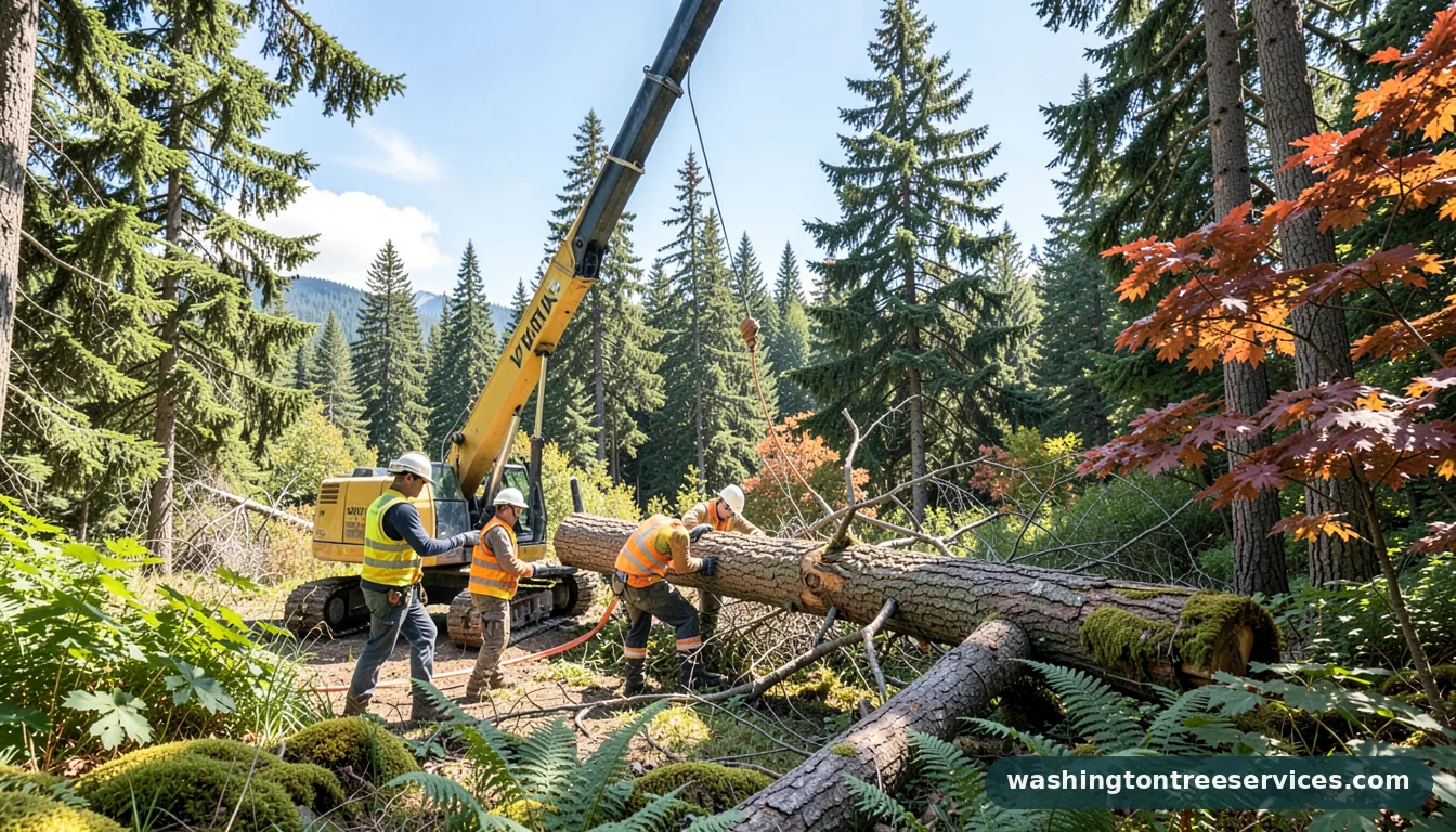 crane tree removal - tree service equipment and crew in Washington