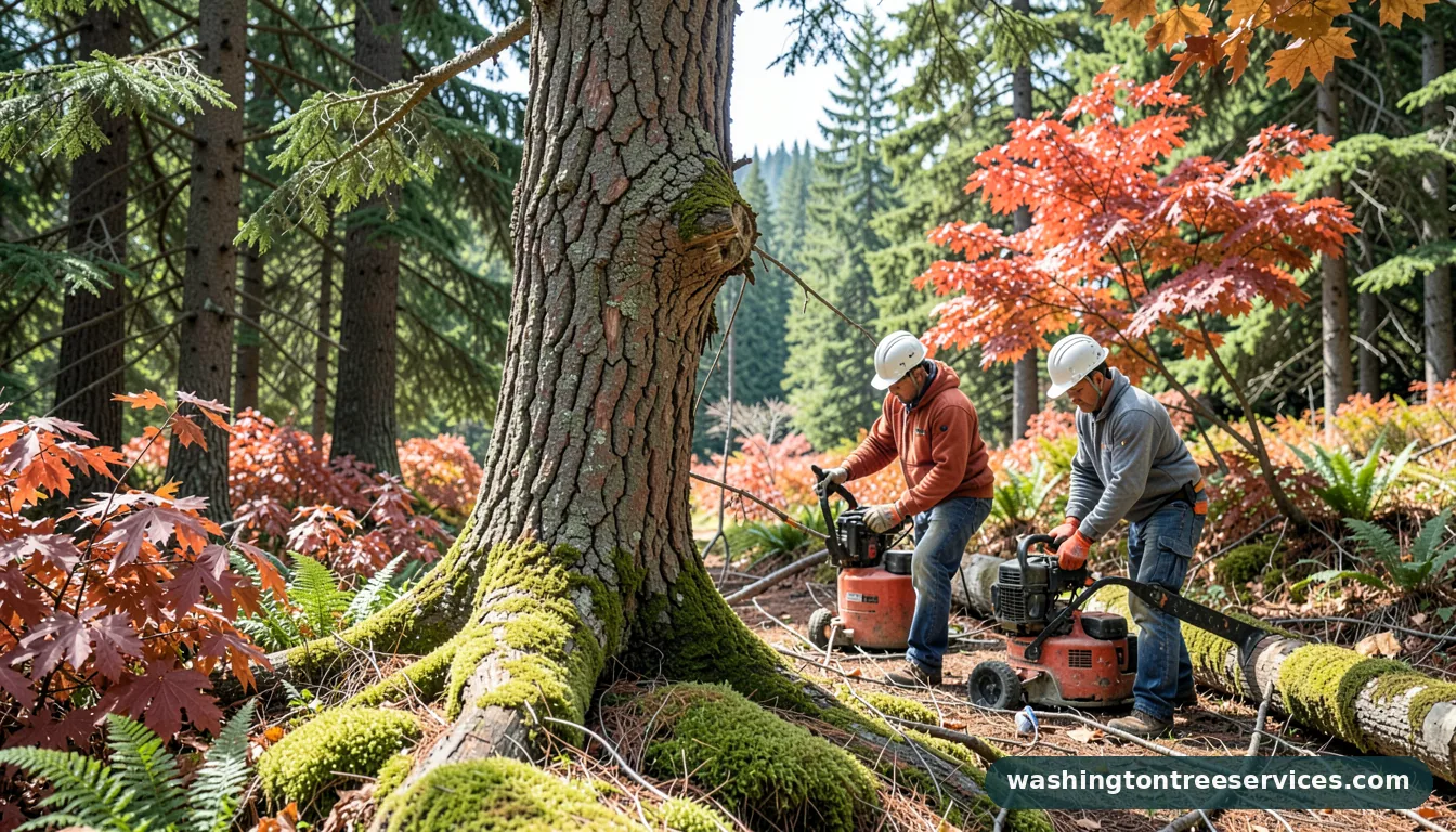 crown reduction pruning - certified arborists at work in Washington