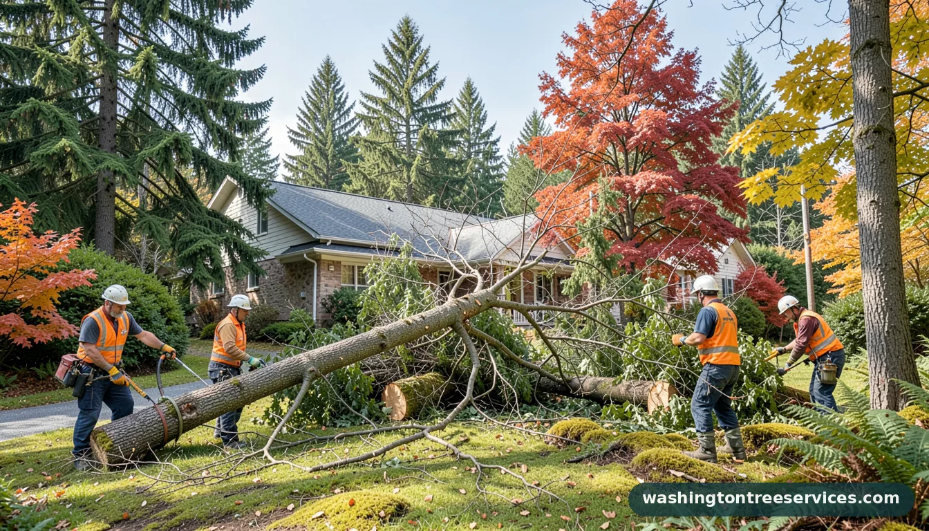 Professional equipment for cut tree falls on house in Washington cut tree falls on house - tree service equipment and crew in Washington