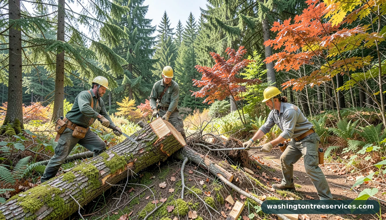 cut tree to ground level - completed tree work by Washington Tree Services