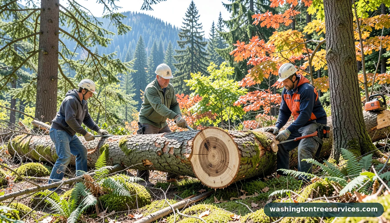 Certified arborists handling cut trees in Washington cut trees - certified arborists at work in Washington