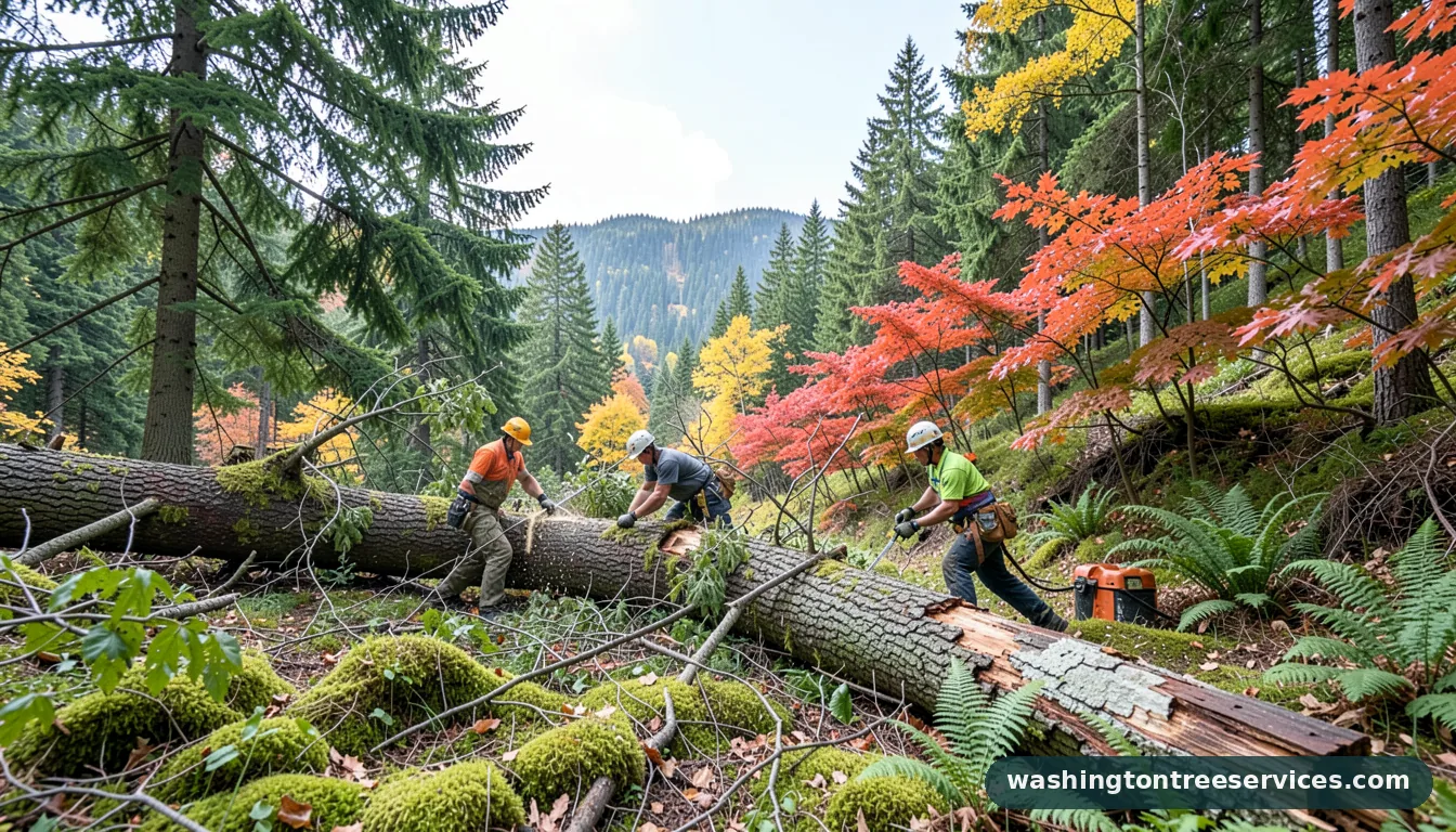 cutting a downed tree in Washington | Washington Tree Services cutting a downed tree - professional tree service in Washington