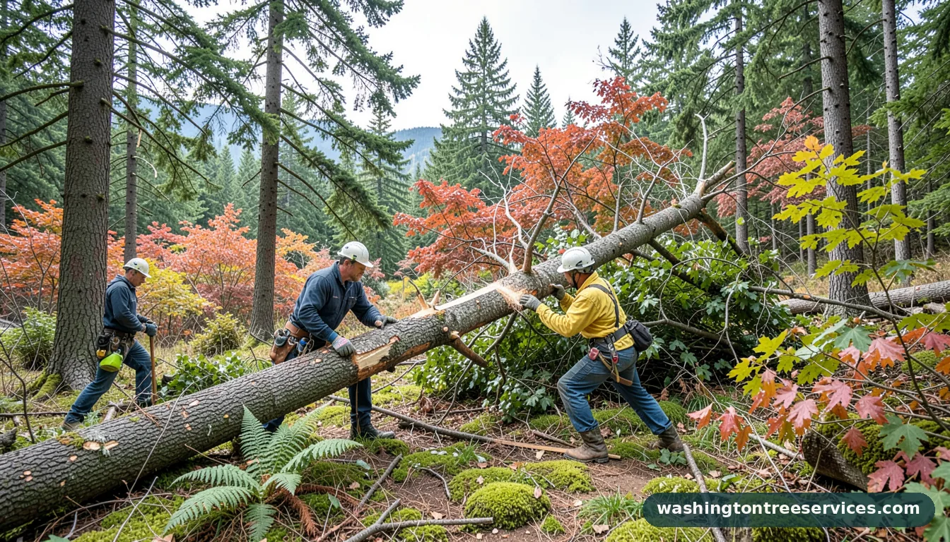 Completed cutting a downed tree project by Washington Tree Services cutting a downed tree - completed tree work by Washington Tree Services