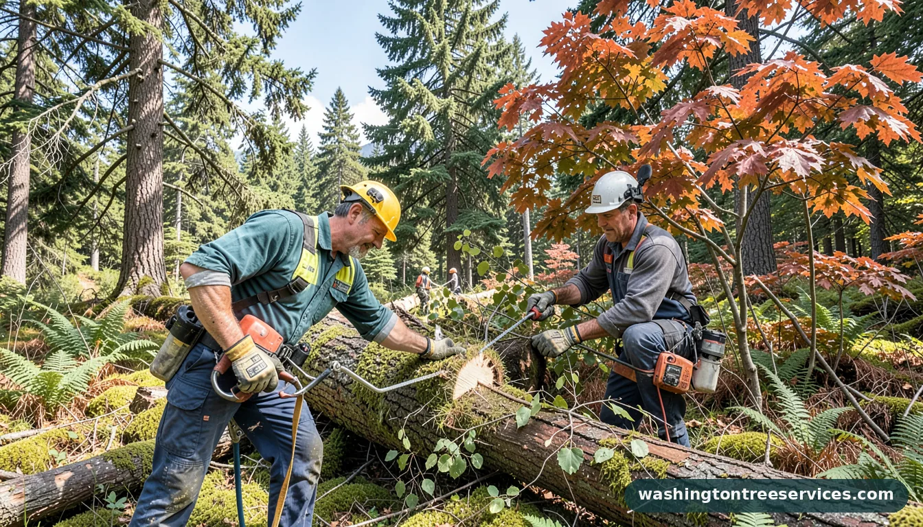 Certified arborists handling cutting a tree down in Washington cutting a tree down - certified arborists at work in Washington