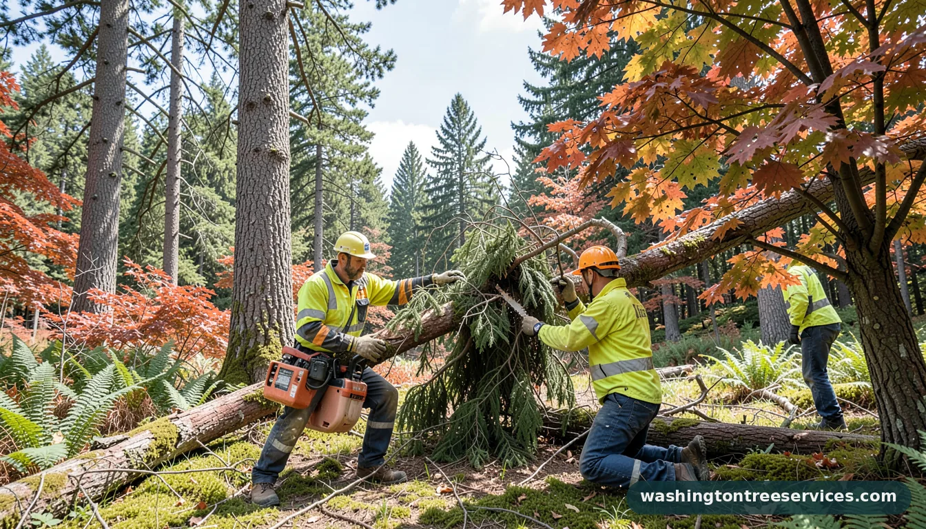 Professional equipment for cutting a tree down in Washington cutting a tree down - tree service equipment and crew in Washington