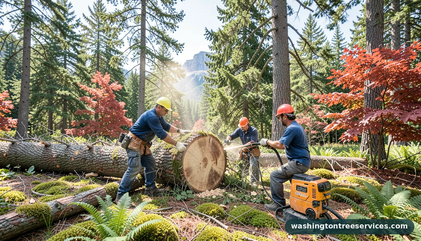 Completed cutting a tree down project by Washington Tree Services cutting a tree down - completed tree work by Washington Tree Services