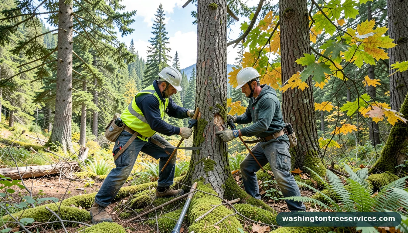 Professional equipment for cutting a tree in Washington cutting a tree - tree service equipment and crew in Washington