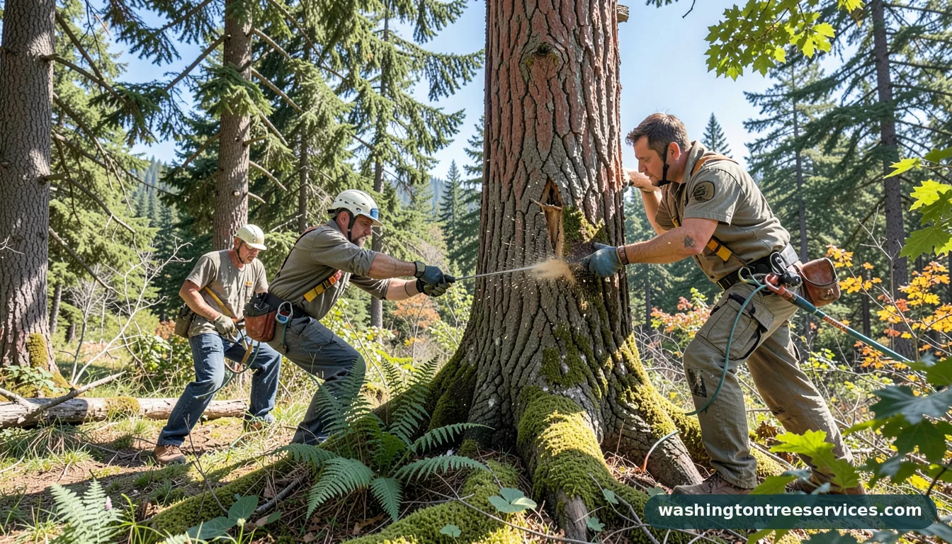 Completed cutting a tree project by Washington Tree Services cutting a tree - completed tree work by Washington Tree Services