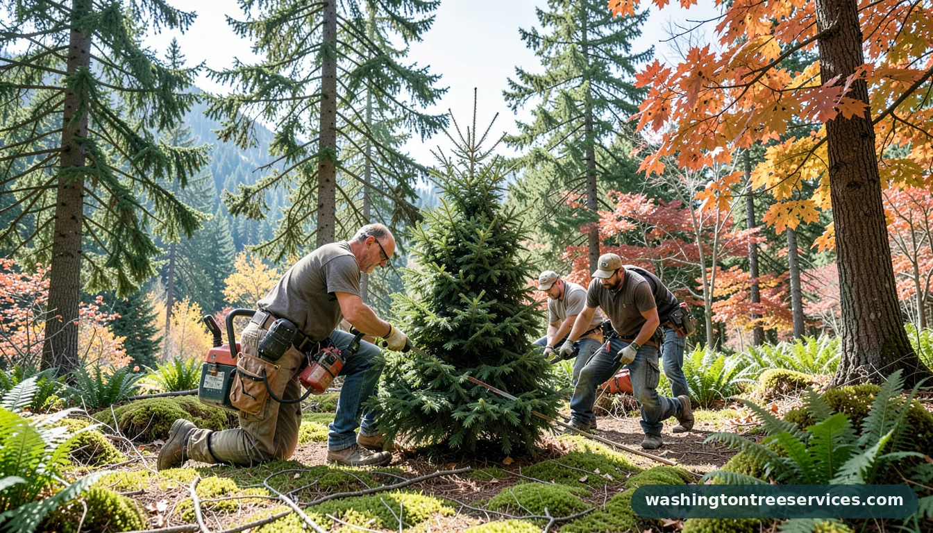 cutting christmas tree in Washington | Washington Tree Services cutting christmas tree - professional tree service in Washington