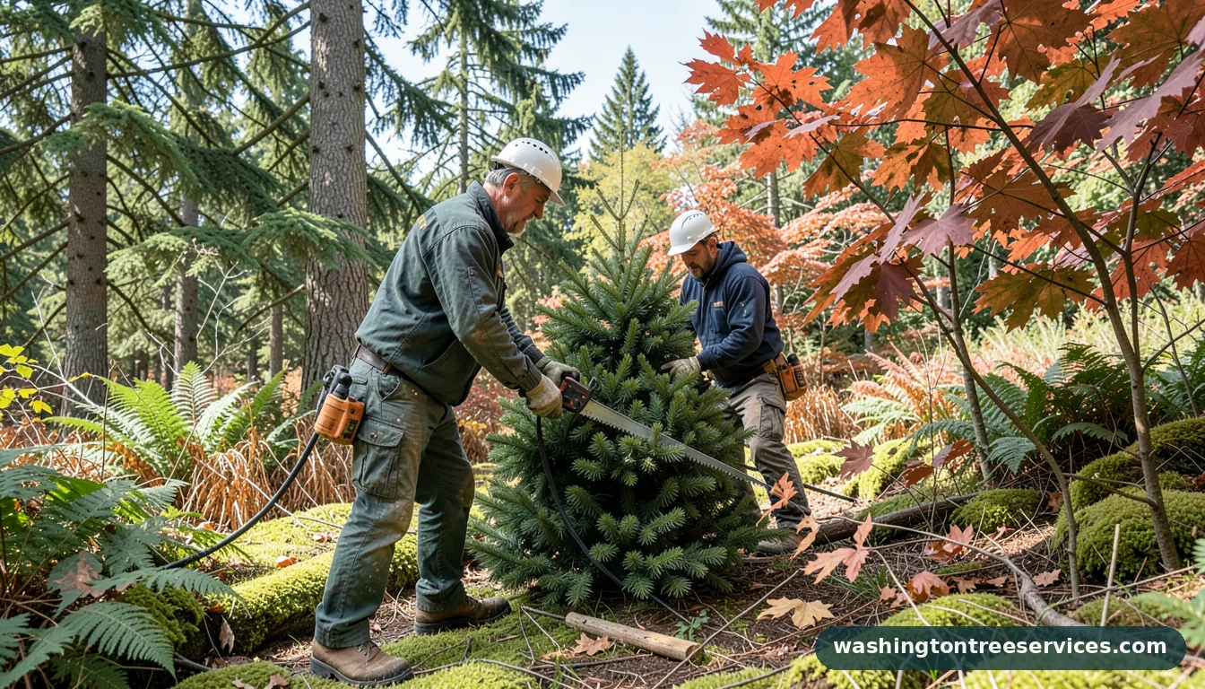 Completed cutting christmas tree project by Washington Tree Services cutting christmas tree - completed tree work by Washington Tree Services