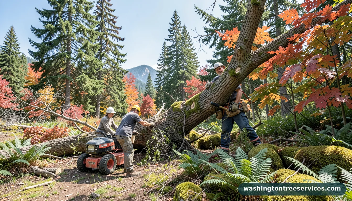 cutting down a large tree - professional tree service in Washington