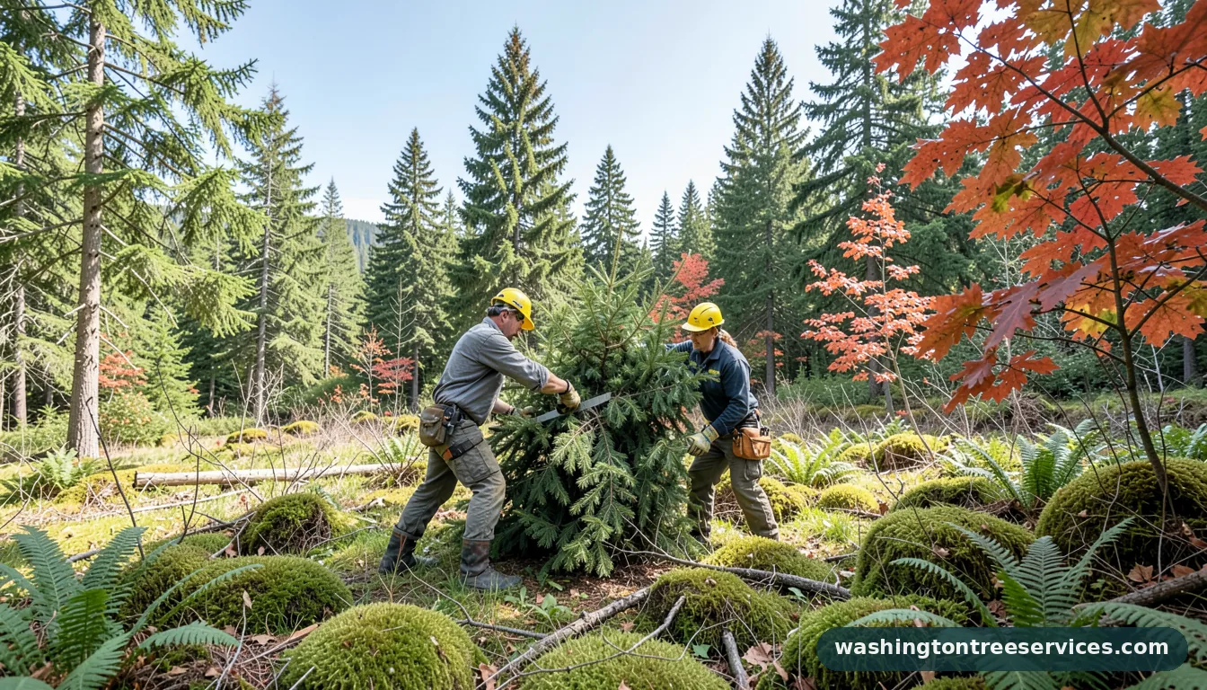 cutting down christmas tree - professional tree service in Washington