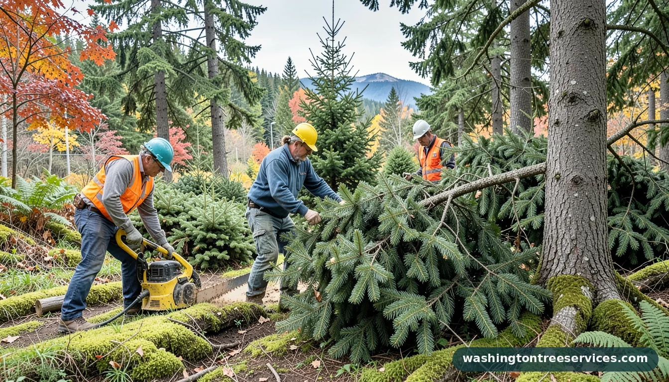 Completed cutting down christmas trees project by Washington Tree Services cutting down christmas trees - completed tree work by Washington Tree Services