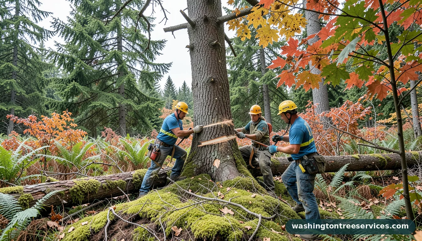 cutting down of tree - certified arborists at work in Washington