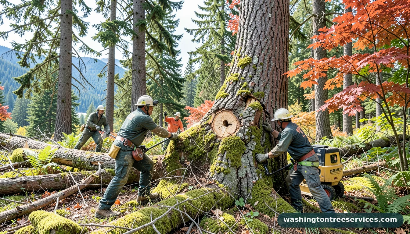 cutting down of tree - completed tree work by Washington Tree Services