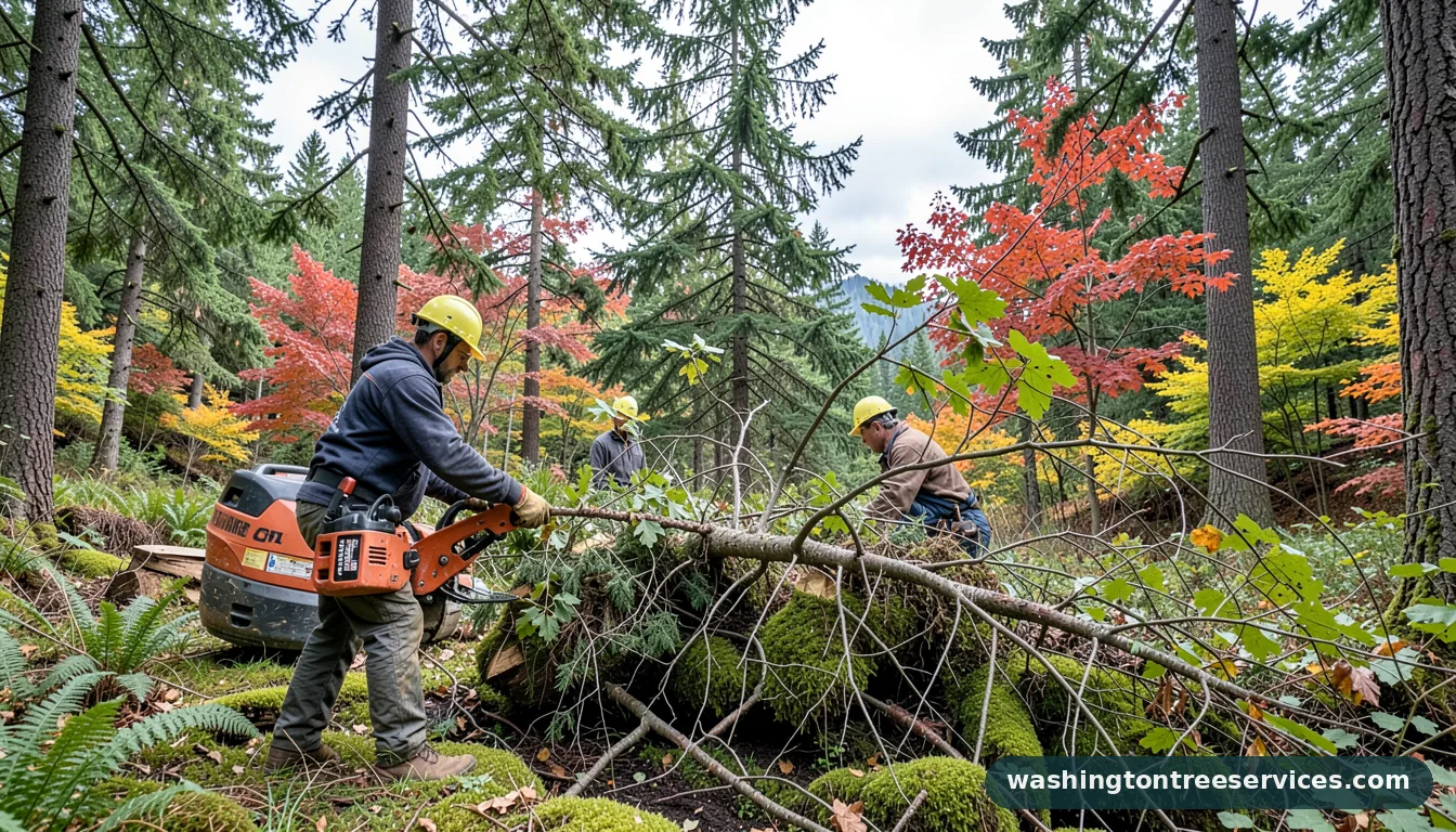 cutting down trees - certified arborists at work in Washington