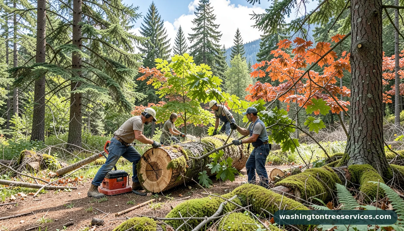 cutting down trees - completed tree work by Washington Tree Services