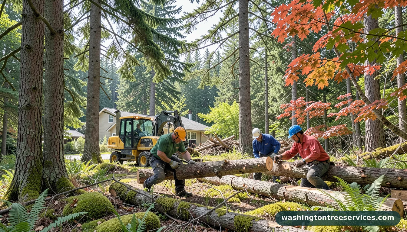 Completed cutting timber project by Washington Tree Services cutting timber - completed tree work by Washington Tree Services