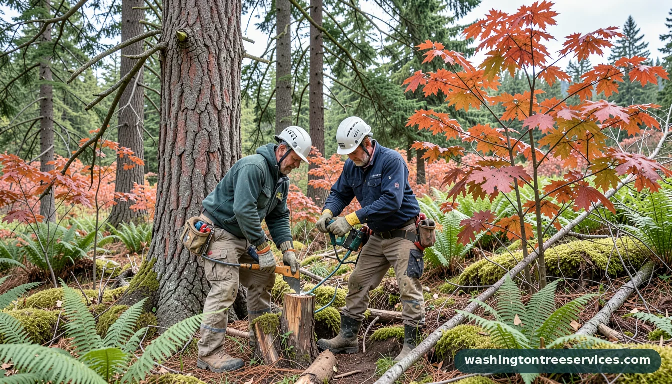 Certified arborists handling drop crotch pruning in Washington drop crotch pruning - certified arborists at work in Washington