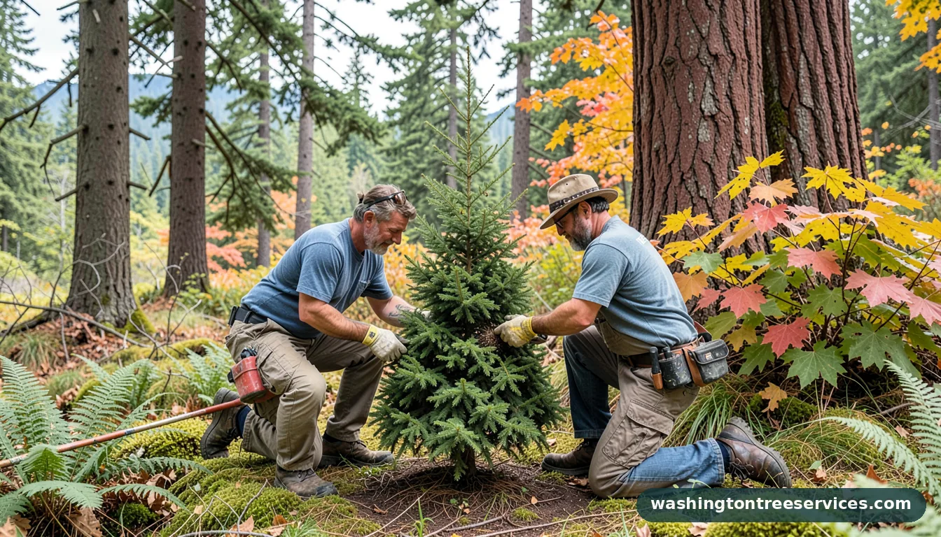 dwarf alberta spruce pruning - completed tree work by Washington Tree Services