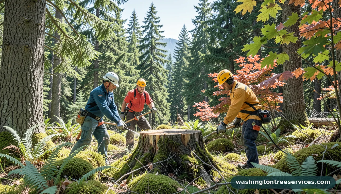 Certified arborists handling easiest way to remove a stump in Washington easiest way to remove a stump - certified arborists at work in Washington