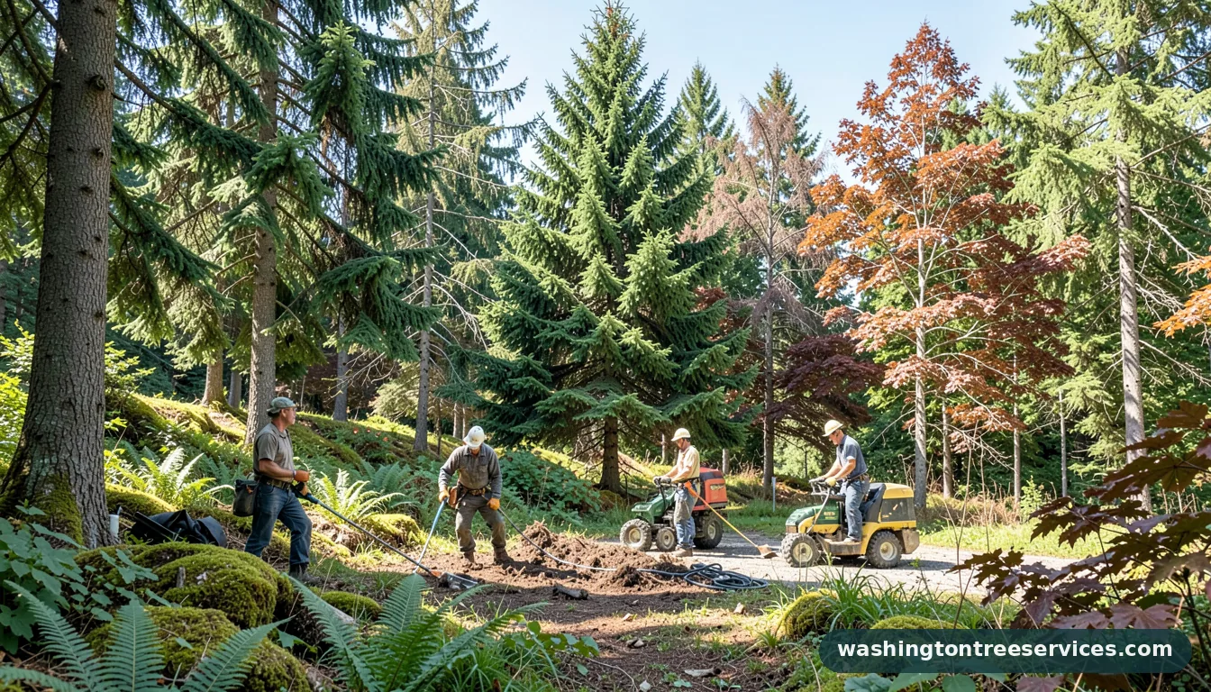 emerald green trees turning brown - completed tree work by Washington Tree Services