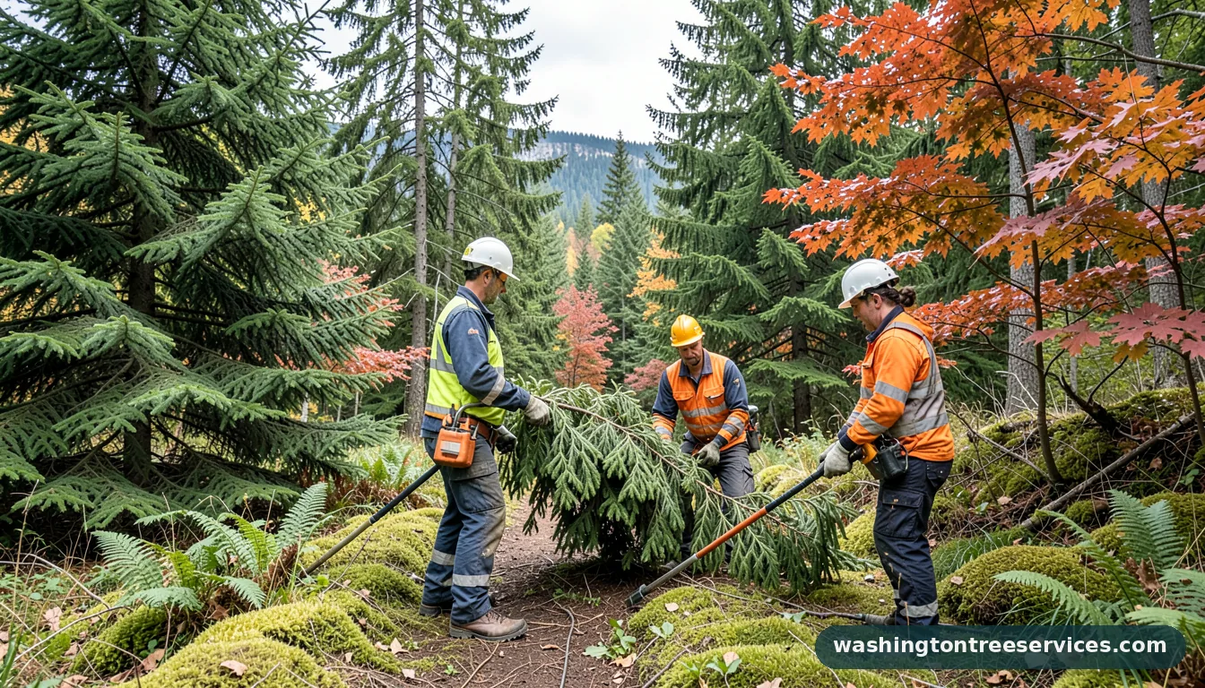 evergreen disease treatment - tree service equipment and crew in Washington