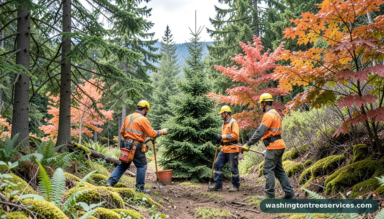 evergreen tree care - tree service equipment and crew in Washington