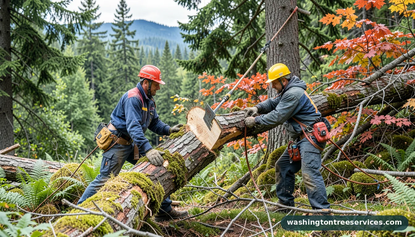 Certified arborists handling felling trees in Washington felling trees - certified arborists at work in Washington