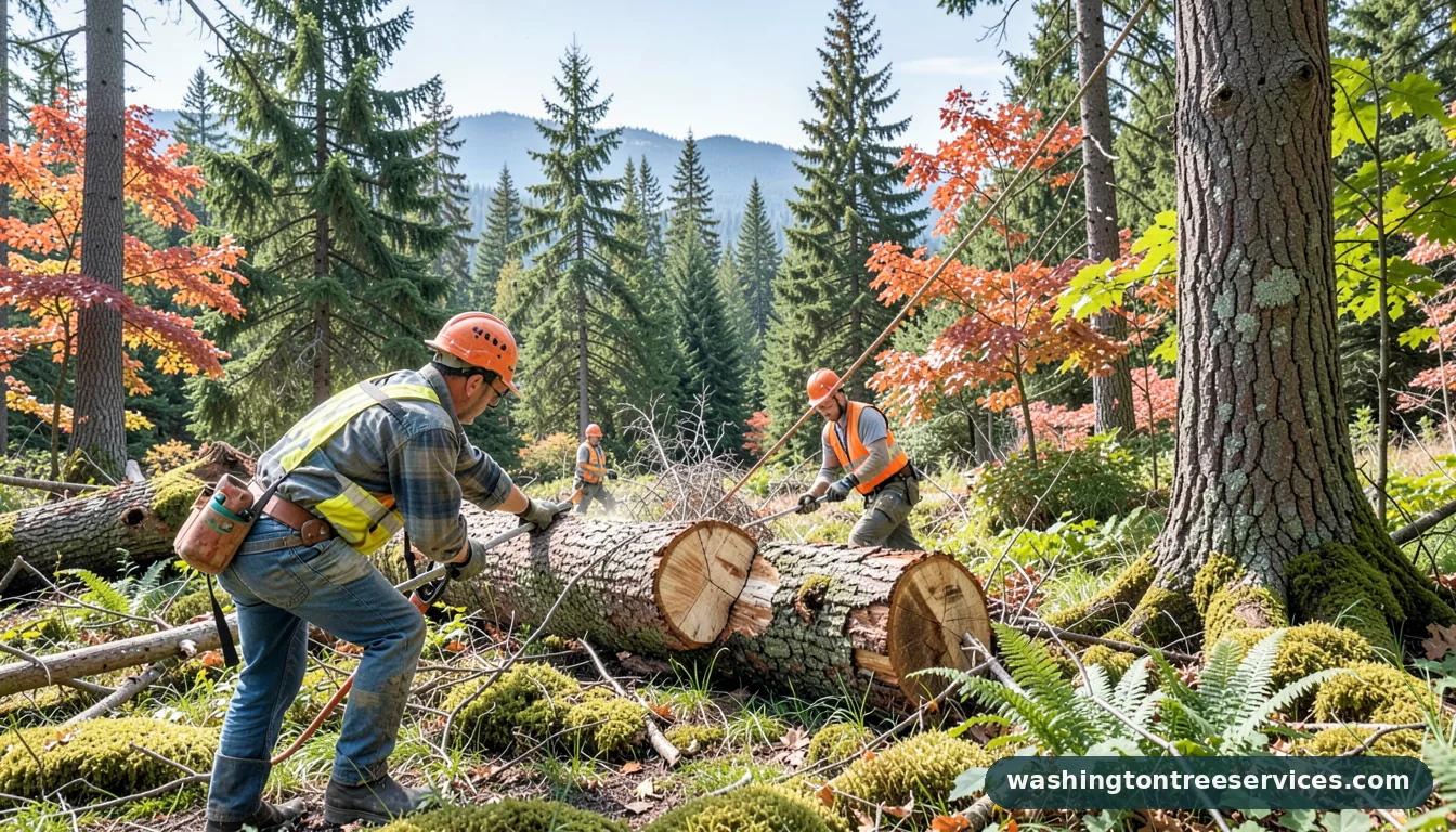 Professional equipment for felling trees in Washington felling trees - tree service equipment and crew in Washington