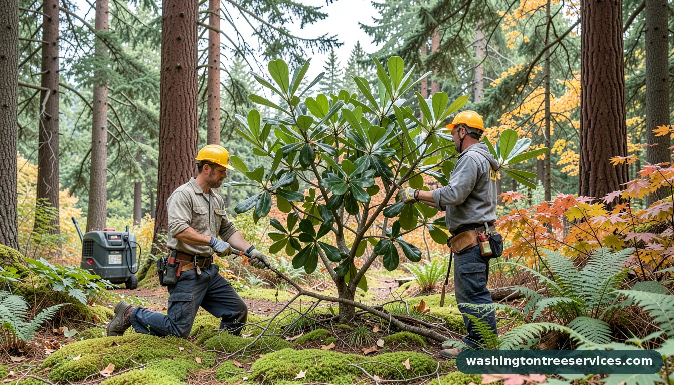 ficus altissima pruning - tree service equipment and crew in Washington