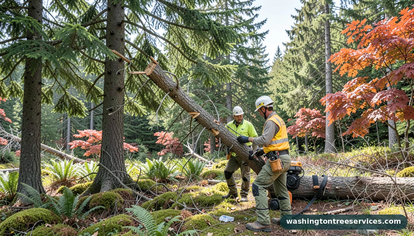 Professional equipment for fix leaning tree in Washington fix leaning tree - tree service equipment and crew in Washington