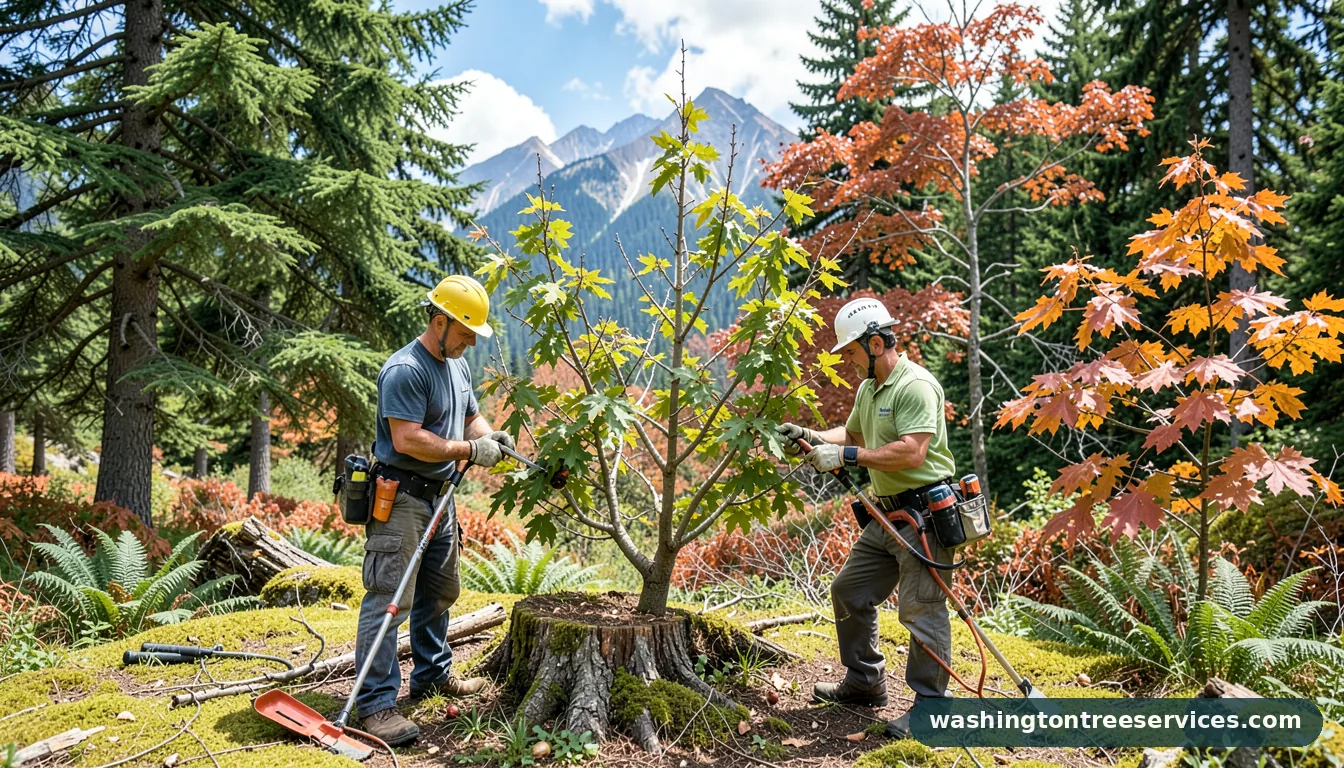 fruit tree pruning - certified arborists at work in Washington
