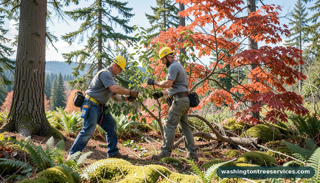 fruit tree pruning - tree service equipment and crew in Washington