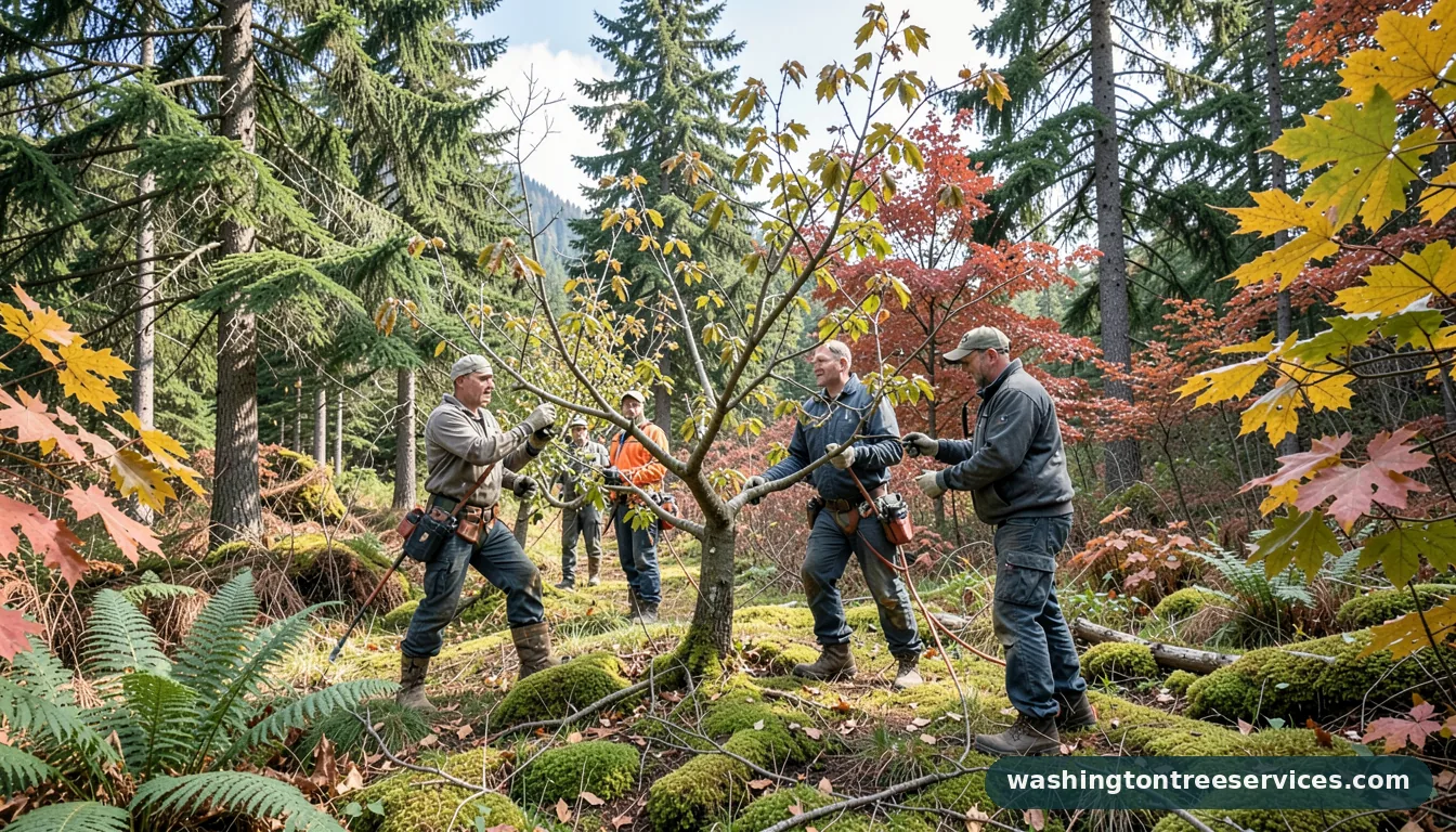 Certified arborists handling fruit tree trimming in Washington fruit tree trimming - certified arborists at work in Washington