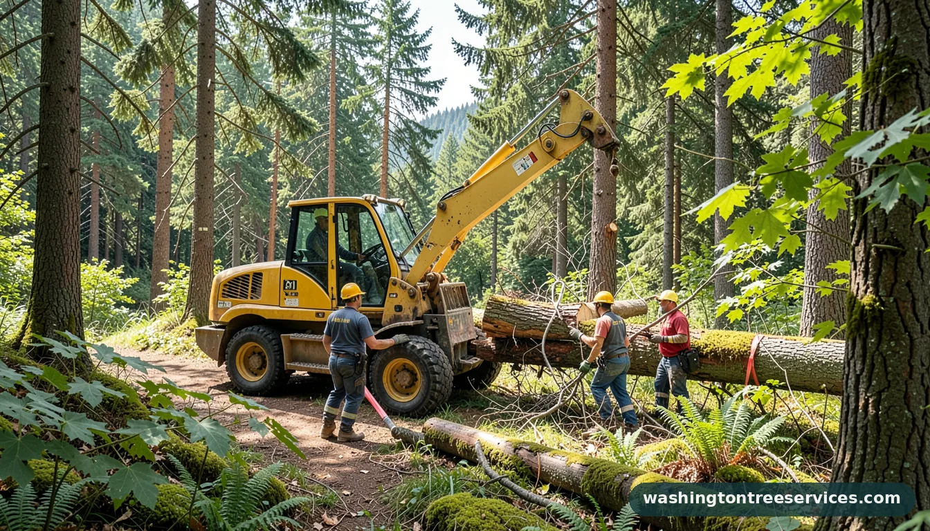 Professional equipment for grapple saw truck tree removal in Washington grapple saw truck tree removal - tree service equipment and crew in Washington